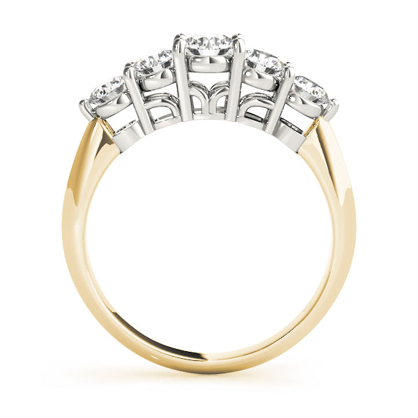 0.25Ct - 1.50Ct Round Lab-Grown Diamond Basket Style Shared Prong Setting 5-Stone Diamond Ring, DE Color VVS Clarity