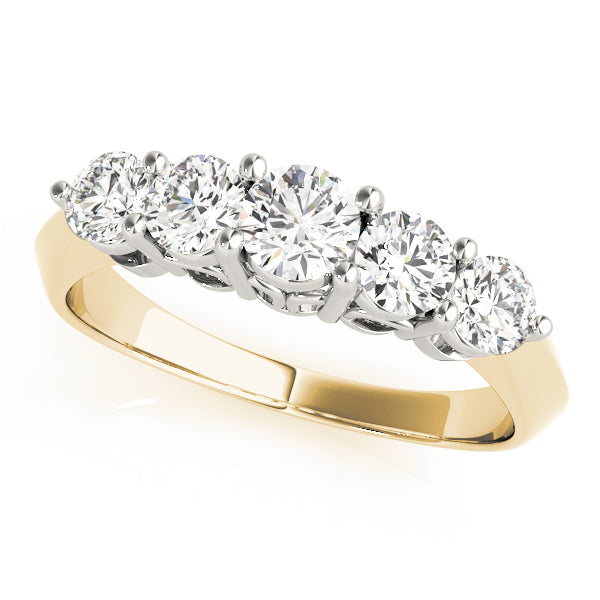 0.25Ct - 1.50Ct Round Lab-Grown Diamond Basket Style Shared Prong Setting 5-Stone Diamond Ring, DE Color VVS Clarity