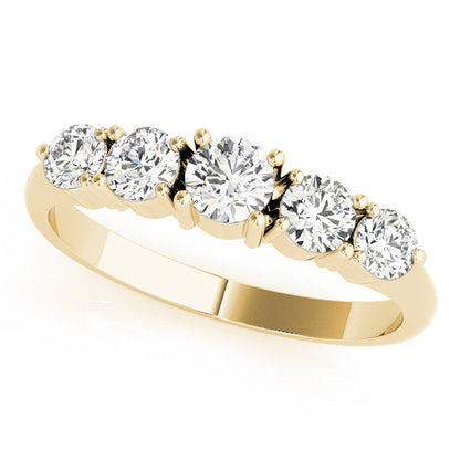 0.75ct Lab-Grown Round Diamond 5-Stone Deep U-basket Graduated Shared Prong Setting Diamond Ring, DE Color VVS Clarity