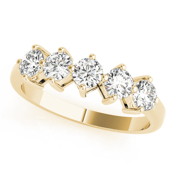 0.75ct Lab-Grown Round Diamond 5-Stone Modern Shared Prong Setting Diamond Ring, DE Color VVS Clarity