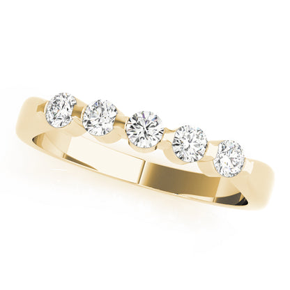 0.50ct Lab-Grown Round Diamond 5-Stone Bar Setting Diamond Ring, DE Color VVS Clarity