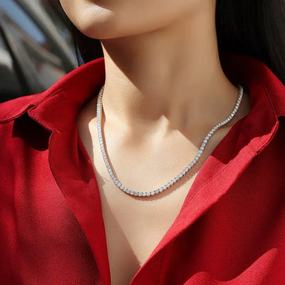 Lab Grown Round Diamond F/VS Claw Setting Tennis Necklace