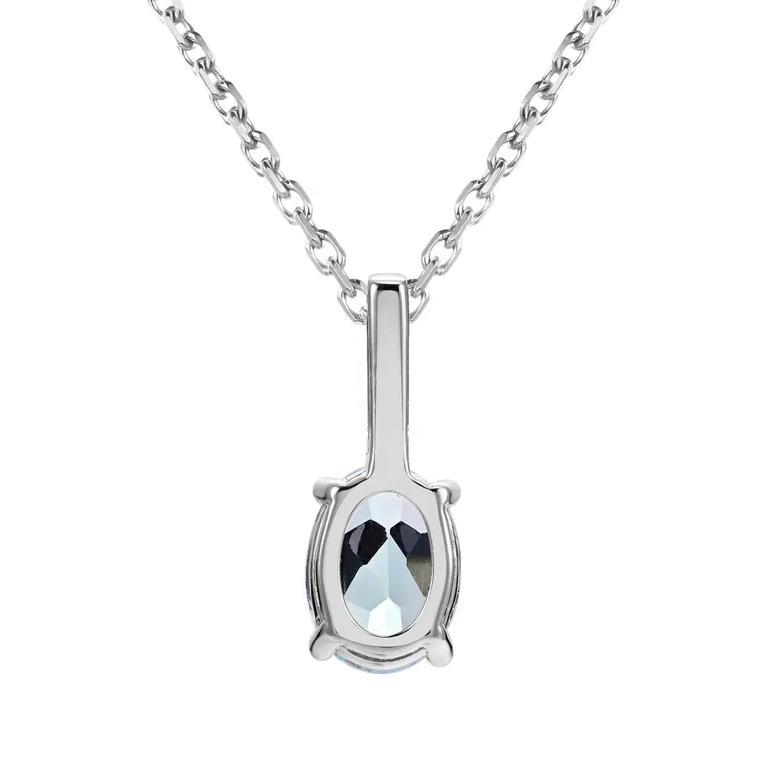 0.44 Carat Oval Shape Aquamarine Stone Drop Necklace