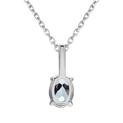 0.44 Carat Oval Shape Aquamarine Stone Drop Necklace