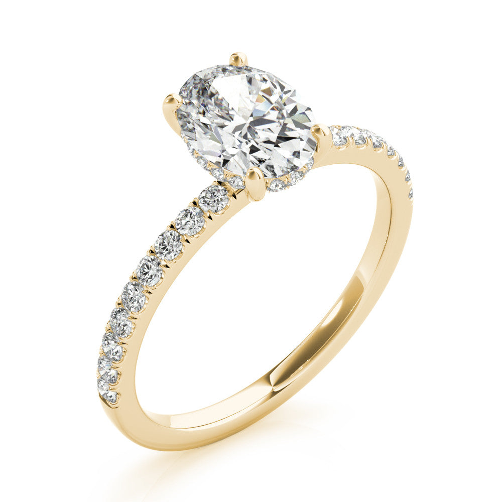1.0 Carat Hidden Halo Oval Lab Grown Diamond Engagement Ring