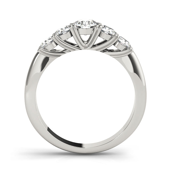 0.25Ct - 2.00Ct Round Lab-Grown Diamond Shared Prong Trellis Setting 5-Stone Diamond Ring, DE Color VVS Clarity
