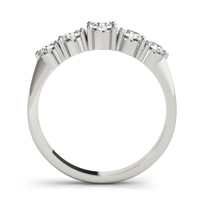 0.75ct Lab-Grown Round Diamond 5-Stone Deep U-basket Graduated Shared Prong Setting Diamond Ring, DE Color VVS Clarity