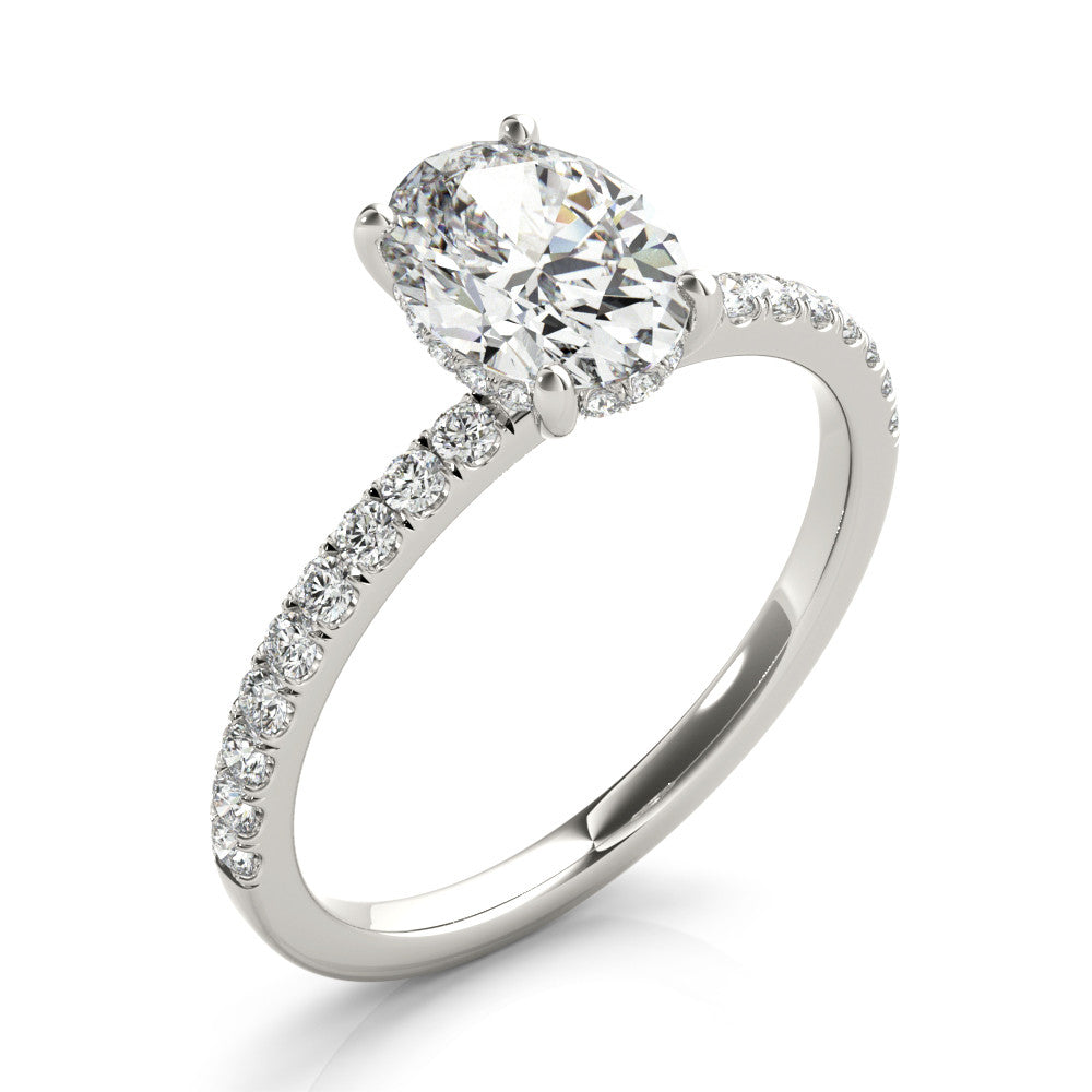 1.0 Carat Hidden Halo Oval Lab Grown Diamond Engagement Ring