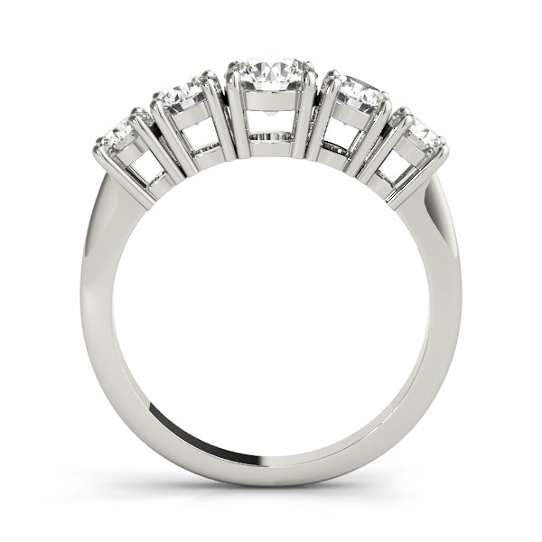 1.33ct Lab-Grown Round Diamond 5-Stone Cathedral Style Shared Prong Setting Diamond Ring, DE Color VVS Clarity