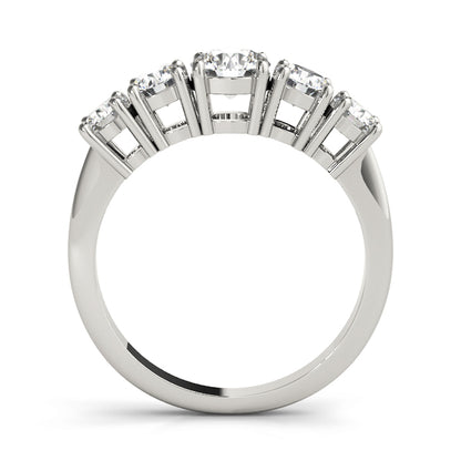 1.33ct Lab-Grown Round Diamond 5-Stone Cathedral Style Shared Prong Setting Diamond Ring, DE Color VVS Clarity
