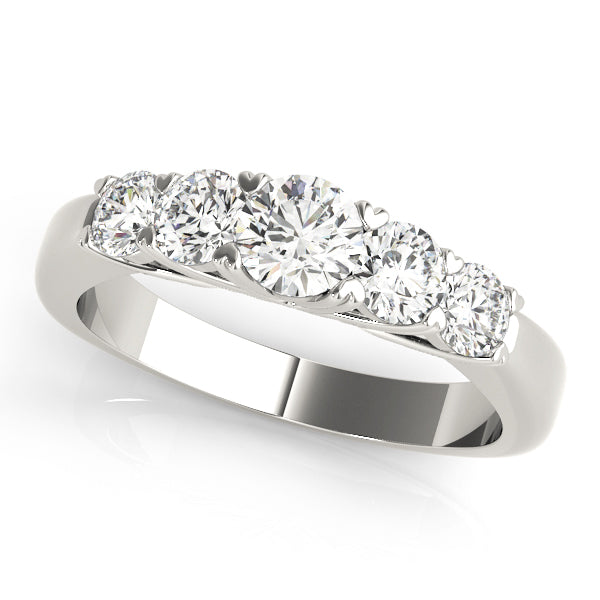 0.25Ct - 2.00Ct Round Lab-Grown Diamond Shared Prong Trellis Setting 5-Stone Diamond Ring, DE Color VVS Clarity