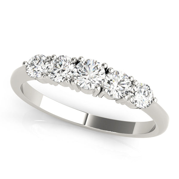 0.50ct Lab-Grown Round Diamond 5-Stone Low Basket Petite Shared Prong Setting Diamond Ring, DE Color VVS Clarity