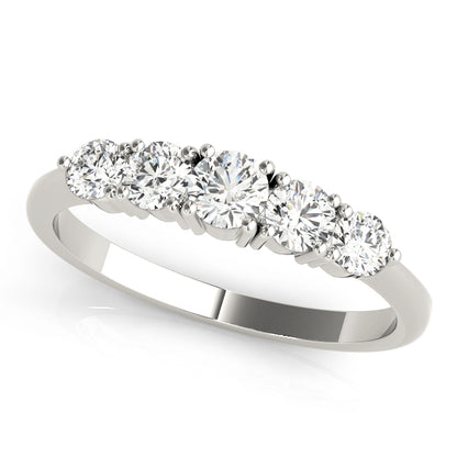 0.50ct Lab-Grown Round Diamond 5-Stone Low Basket Petite Shared Prong Setting Diamond Ring, DE Color VVS Clarity