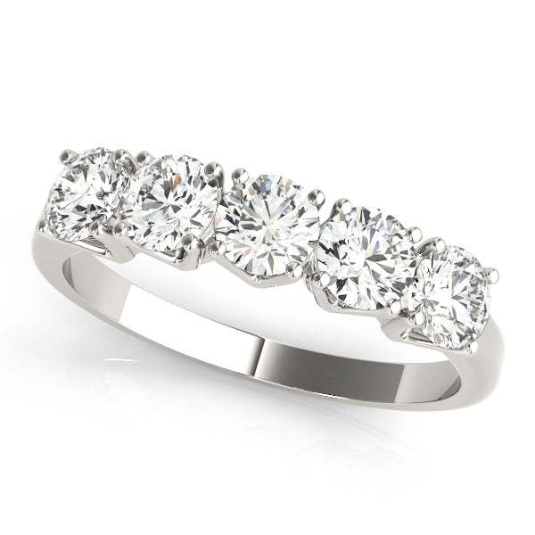 1.00ct Lab-Grown Round Diamond 5-Stone Traditional Trellis Setting Diamond Ring, DE Color VVS Clarity