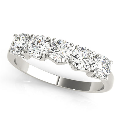 1.00ct Lab-Grown Round Diamond 5-Stone Traditional Trellis Setting Diamond Ring, DE Color VVS Clarity