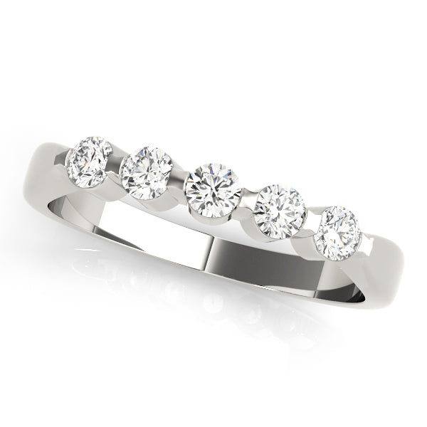 0.50ct Lab-Grown Round Diamond 5-Stone Bar Setting Diamond Ring, DE Color VVS Clarity