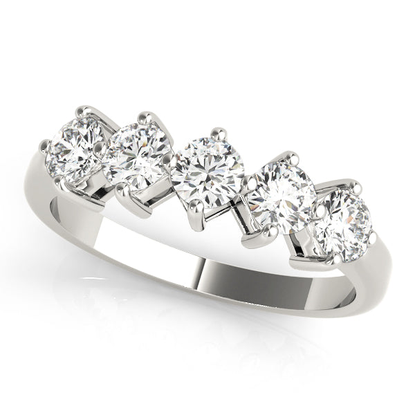 0.75ct Lab-Grown Round Diamond 5-Stone Modern Shared Prong Setting Diamond Ring, DE Color VVS Clarity