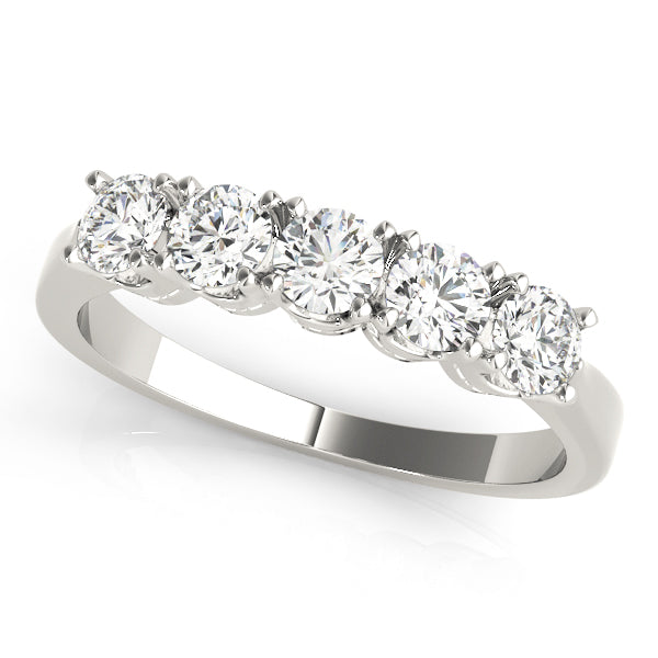 0.25Ct - 1.00Ct Lab-Grown Round Diamond U-cut Scalloped Shared Prong Setting 5-Stone Diamond Ring, DE Color VVS Clarity