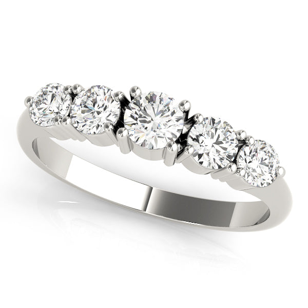 0.75ct Lab-Grown Round Diamond 5-Stone Deep U-basket Graduated Shared Prong Setting Diamond Ring, DE Color VVS Clarity