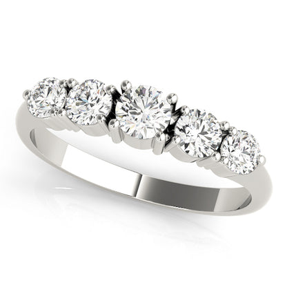 0.75ct Lab-Grown Round Diamond 5-Stone Deep U-basket Graduated Shared Prong Setting Diamond Ring, DE Color VVS Clarity
