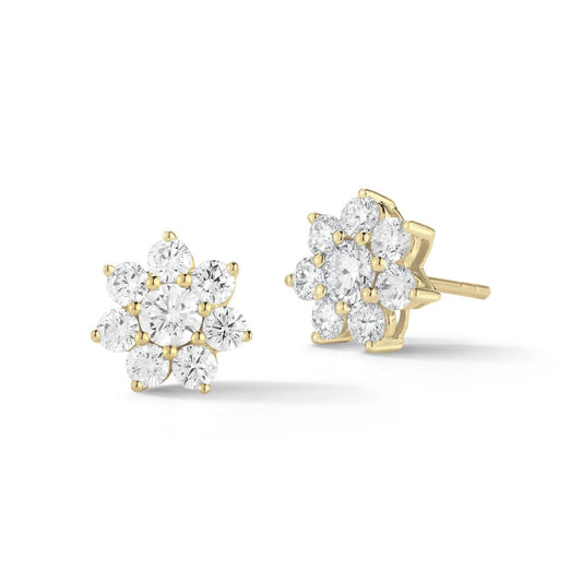 0.30Ct Natural/Lab Created Cluster Diamond Studs Earrings in Yellow Gold