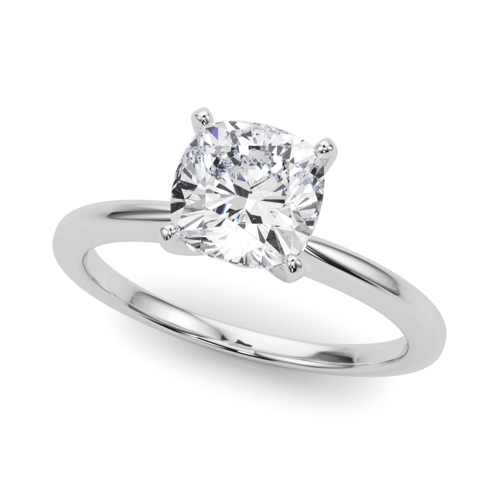 IGI Lab-Grown Cushion Diamond Four Prong Solitaire Engagement Ring, D Color VVS Clarity
