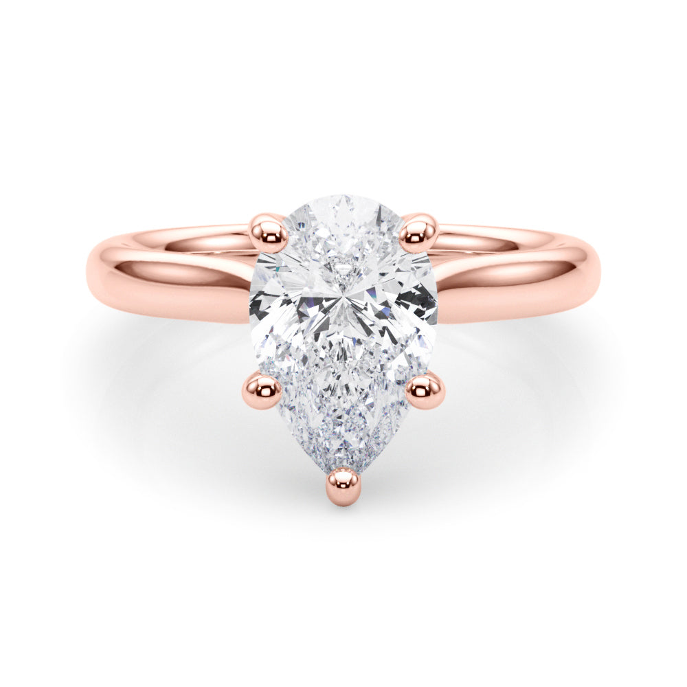 IGI Lab-Grown Pear Diamond Five Prong Solitaire Engagement Ring, D Color VVS Clarity