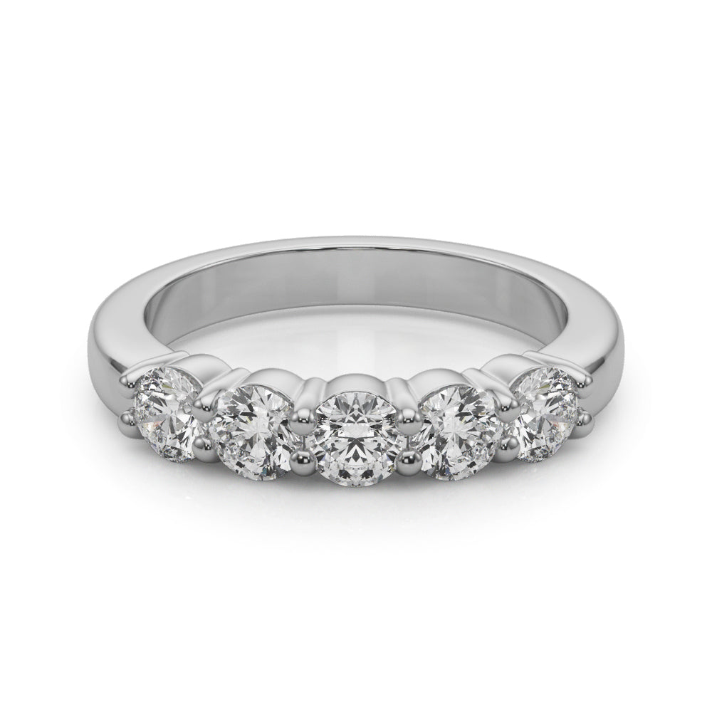 Lab-Grown Round Diamond Shared Prong 5-Stone Diamond Ring, DE Color VVS Clarity