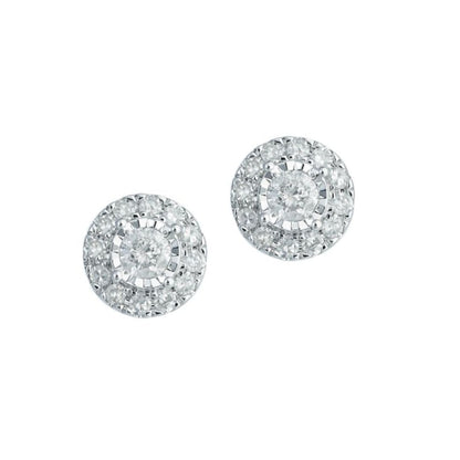 0.25Ct Lab Grown Diamond Round Halo Stud Earrings in White Gold