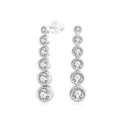 1.00Ct Lab Grown Diamond Bezel Set Halo Dangle Drop Earrings in Gold