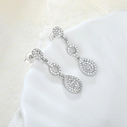 0.80Ct Dangle Drop Lab Grown Diamond White Gold Earrings