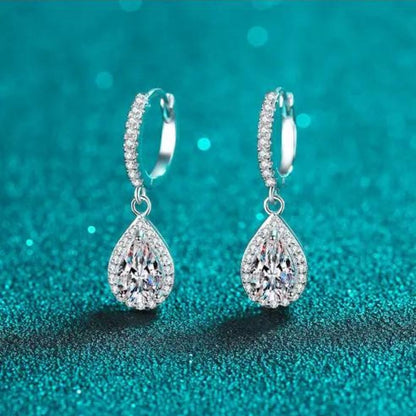 1.40Ct Lab Created White Gold Diamond Dangle Drop Earrings