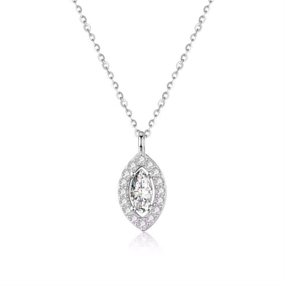 0.73Ct Solitaire Marquise Lab Grown Diamond Halo Pendant Necklace in Gold