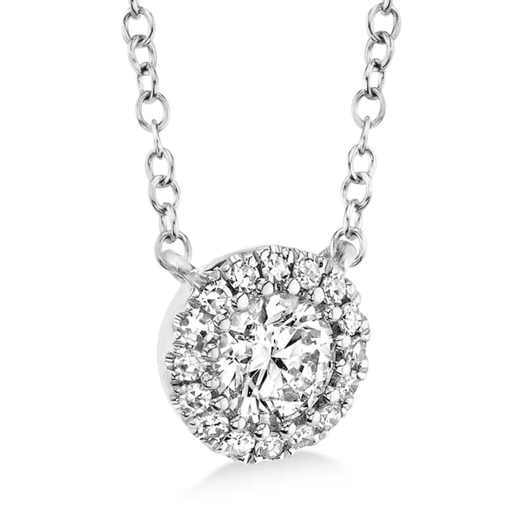 1.00Ct Round Lab Grown Diamond Pave Set Pendant Necklace in Gold