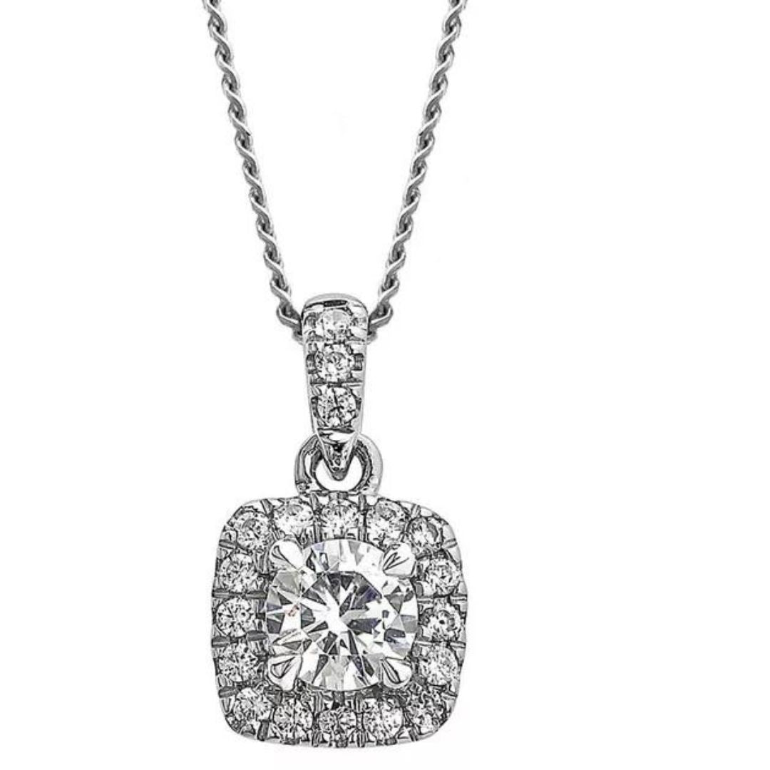 1.38Ct Round Lab Grown Diamond Cushion Cut Pendant in Gold