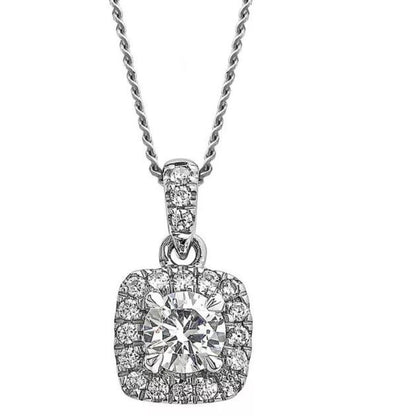 1.38Ct Round Lab Grown Diamond Cushion Cut Pendant in Gold