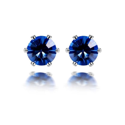 0.40Ct Sapphire Solitaire Studs Earrings in White Gold