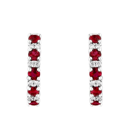 0.92Ct Lab Grown and Ruby Diamond Hoop Earring in Gold