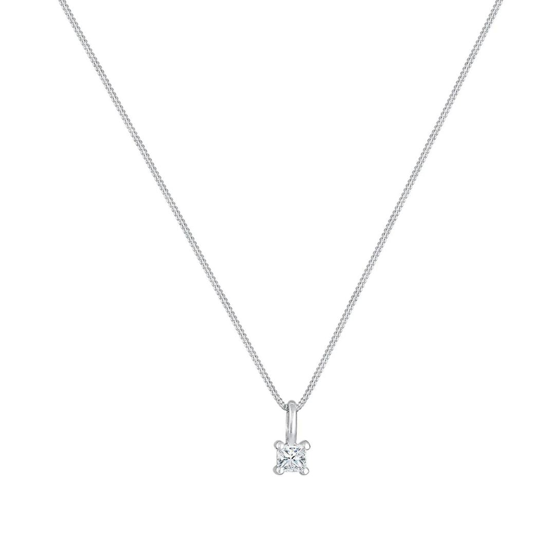 0.15Ct Lab Grown Diamond Princess Solitaire Pendant in White Gold
