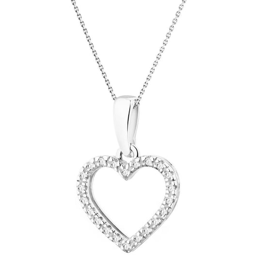 0.07Ct Round Lab Grown Diamond Heart Shape Pendant Necklace in Gold