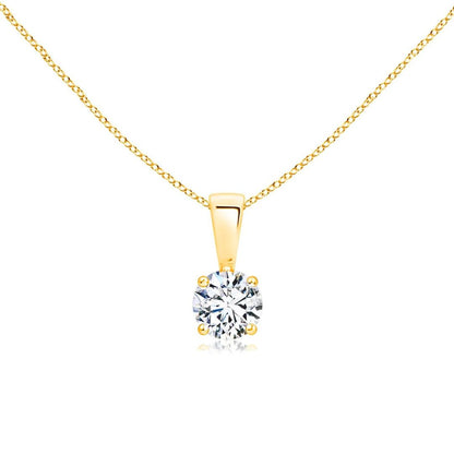 0.50Ct Solitaire Round Diamond Pendant Necklace in Yellow Gold