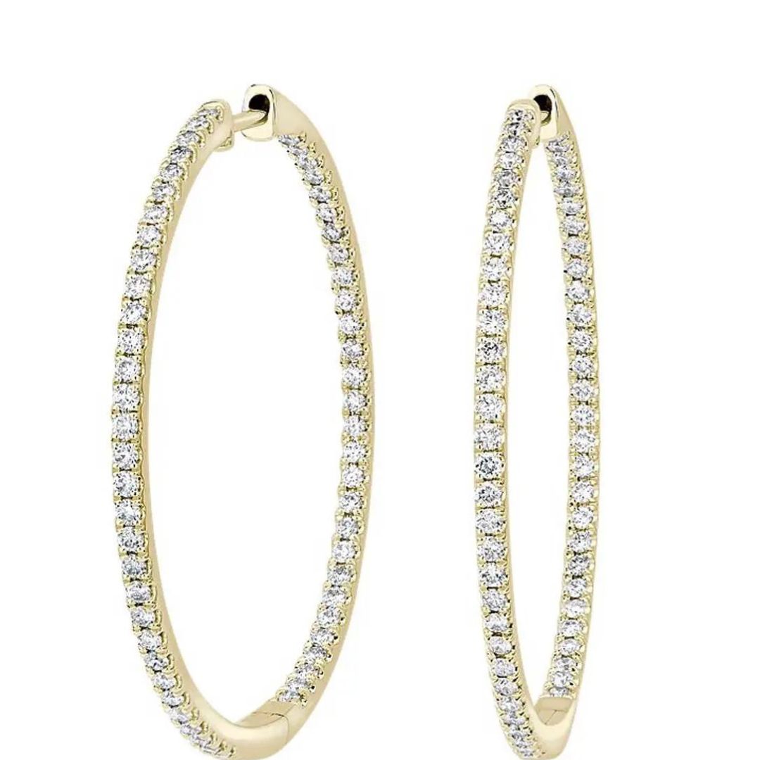 0.50Ct Lab Grown Diamond Huggie Hoop Earrings in Yellow Gold