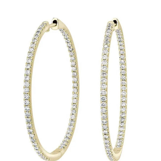 0.50Ct Lab Grown Diamond Huggie Hoop Earrings in Yellow Gold