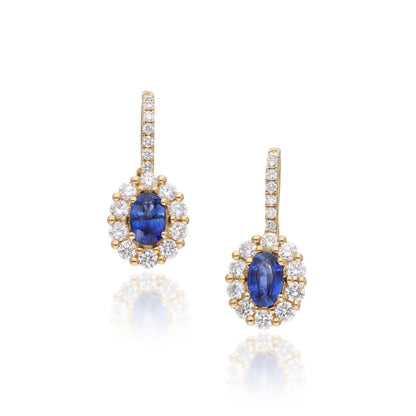 0.40Ct Lab Created Blue Sapphire Diamond Dangle Drop in Gold