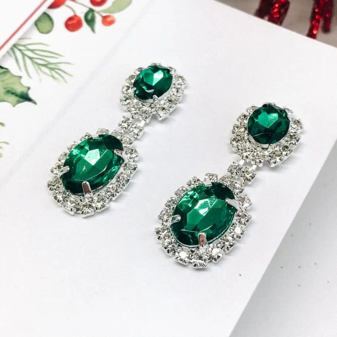 0.47Ct Lab Grown Diamond Emerald Dangle Earrings in White Gold