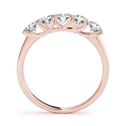 1.00ct Lab-Grown Round Diamond 5-Stone Trellis Set Diamond Ring, DE Color VVS Clarity
