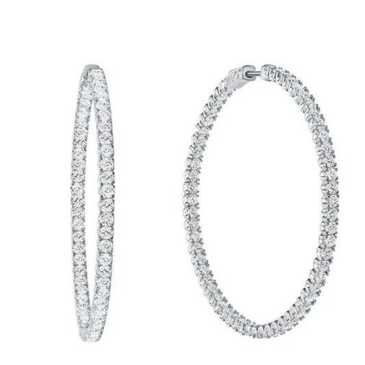 3.00Ct Lab Grown Diamond Hoop Earrings in White Gold