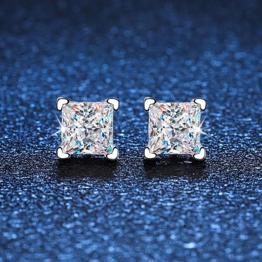 0.66Ct Lab Grown Princess Solitaire Diamond Studs Earrings in Platinum