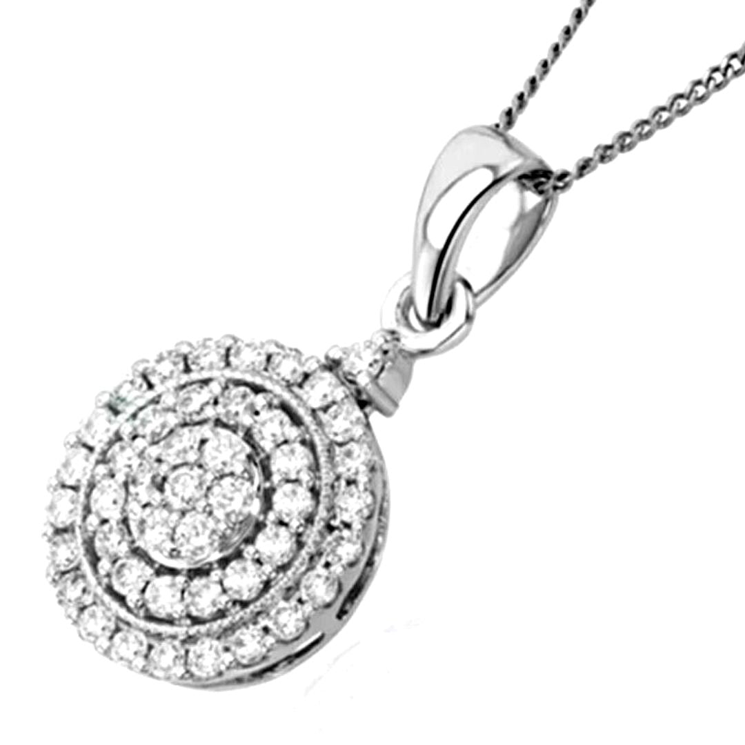0.50Ct Round Lab Grown Diamond Halo Pendant Necklace in Gold