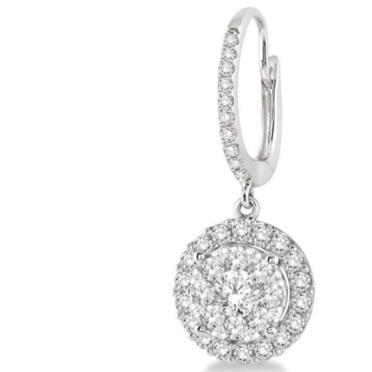 Lab Grown Diamond Dangle Drop White Gold Earrings Engagement Gift for Women